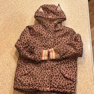Adorable mini boden cheetah pink and gold winter jacket size girls 9-10